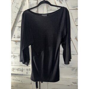 Michael Stars Womens Tunic Long Sleeve One Size Black Boat Neck Wide Sleeve